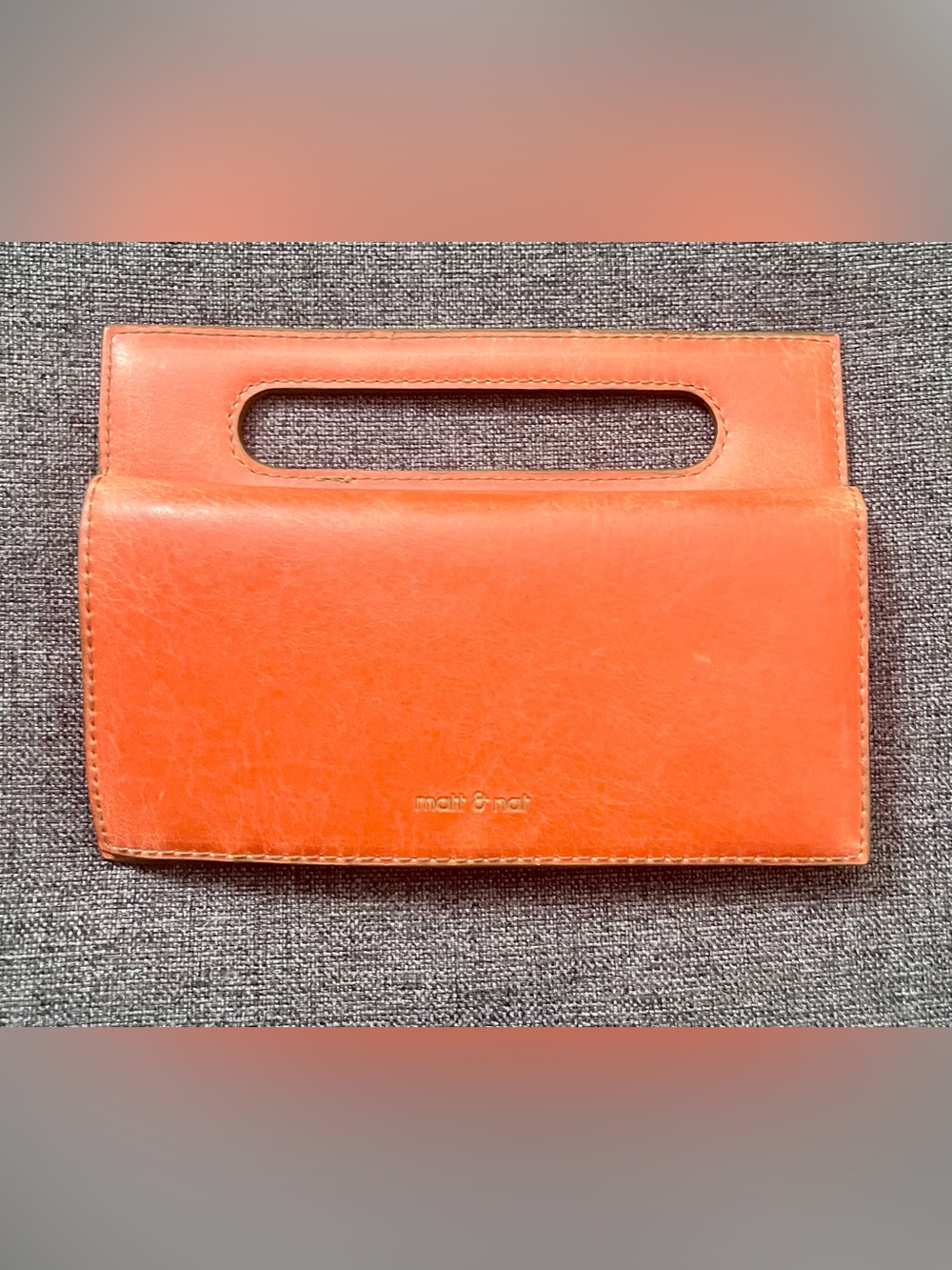 Matt & Nat Orange Vegan Leather Wallet with Handle